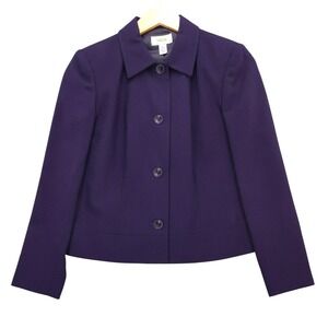 Talbots Petites‎ Purple Wool Blend Button Down Blazer Jacket Sz 2